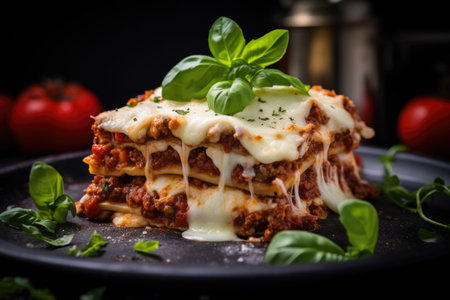 Hot lasagna with pasta and cheeseの素材