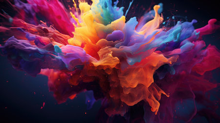 Abstract background with an explosion of multicolored ink, banner with a background imageの素材