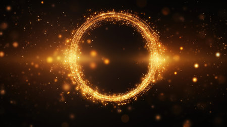 Golden shiny outline of the round frame, magical glowの素材