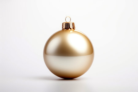 Christmas tree toy golden ball, layout isolated on a white backgroundの素材