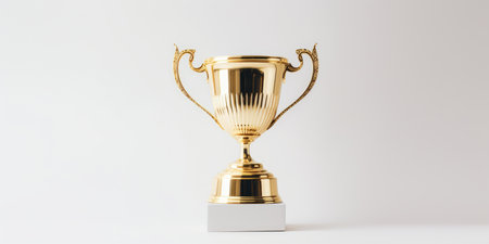 Golden trophy Cup bowl on a white backgroundの素材