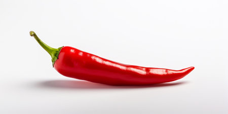 One red chili pepper isolated white backgroundの素材
