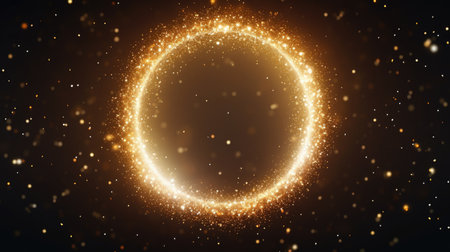 Golden shiny outline of the round frame, magical glowの素材