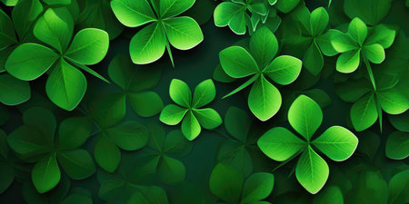 Shamrocks on a green background celebrate St. Patrick's Dayの素材