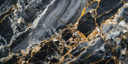 Banner with marble black and gold surfaceの素材