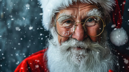Portrait of Santa Claus in round glassesの素材