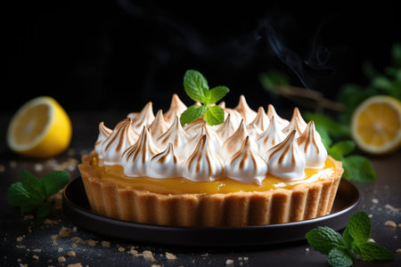 Delicious lemon meringue pie in a tartletの素材