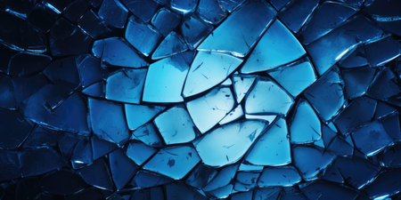Banner with blue broken glass, texture, background imageの素材