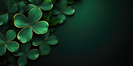 Shamrocks on a green background celebrate St. Patrick's Dayの素材