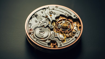 Clock face, gear mechanism close-upの素材