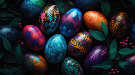Easter egg background concept with patternsの素材