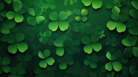 Shamrocks on a green background celebrate St. Patrick's Dayの素材