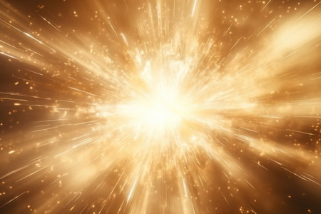 Luminous Abstract yellow sunbeam with Digital lens flash. An illustration of the concept of high speed.の素材