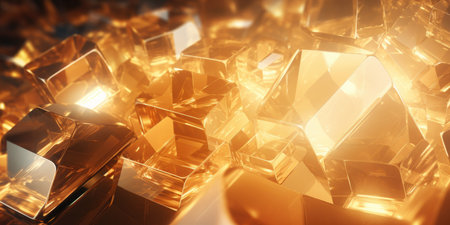 Gold crystals for the background, abstract geometric shapesの素材
