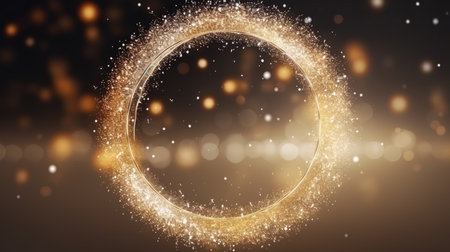 Golden shiny outline of the round frame, magical glowの素材