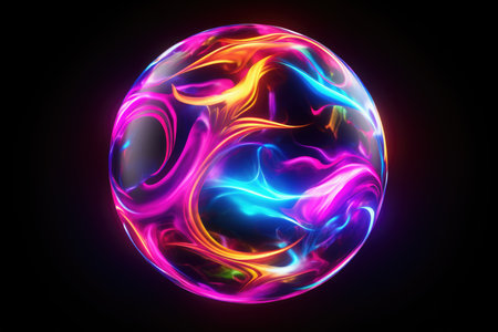 A ball of multicolor colorful light energy sphereの素材
