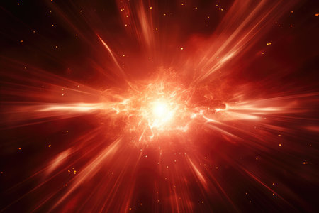 Abstract glowing burgundy effect with sparkling rays and white backlight. An illustration of the concept of high speed.の素材