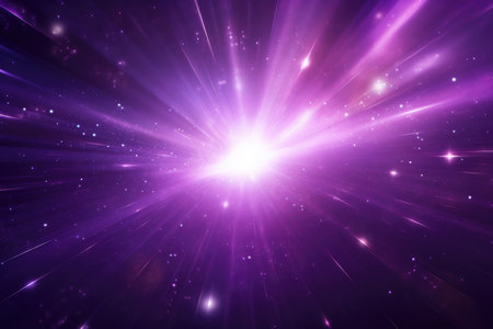 Abstract glowing purple light effect with sparkling rays, website bannerの素材