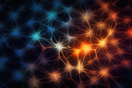 Neural patterns, simulated neural connections of the brain, abstract backgroundの素材