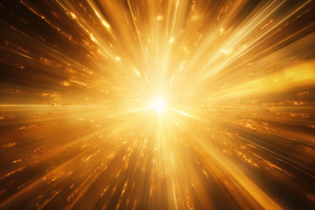 Luminous Abstract yellow sunbeam with Digital lens flash. An illustration of the concept of high speed.の素材