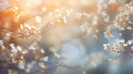 White branches with white flowers in springの素材