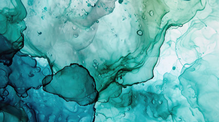 Abstract watercolor paint background by teal color blue and green with liquid fluid texture for backgroundの素材