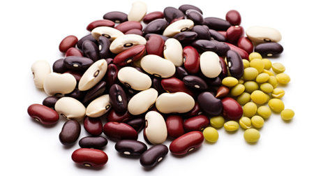 A pile of beans isolated on a white backgroundの素材