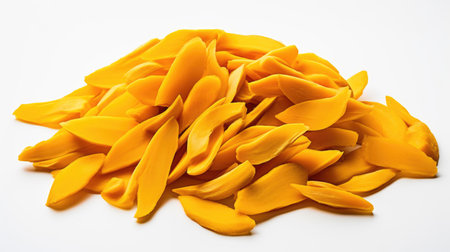 Heap dried mango on a white surfaceの素材
