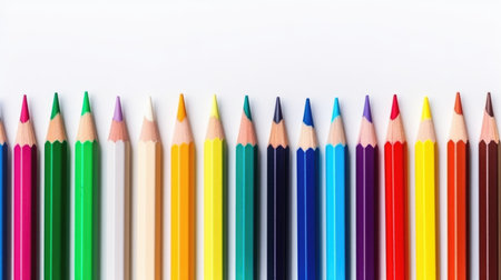 A set of professional watercolor colored pencils for drawing isolated on a white backgroundの素材