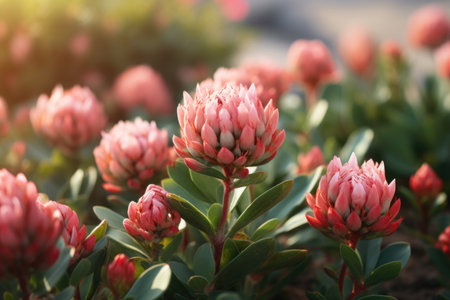 A bouquet of pink flowers in a field. Pink clover flowers in the field, medicinal plantsの素材