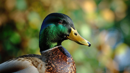 Mallard, duck, Anas platyrhynchos, portrait of a birdの素材