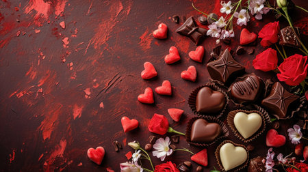 Chocolate hearts, valentine's day candies, place to copy, backgroundの素材