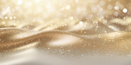 Background image of cream-colored fabric with pleats with sequinsの素材