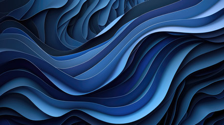 Dark blue paper waves abstract banner design. Elegant wavy vector backgroundの素材