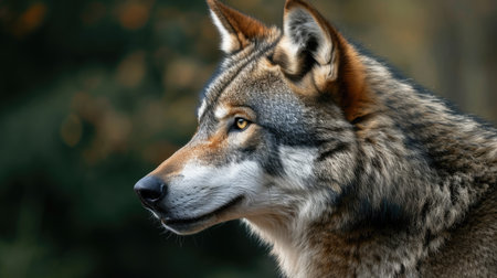Portrait of a red wolf in natureの素材