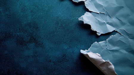 A piece of paper that was torn off on a blue backgroundの素材