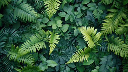 A Lush Green Foliage Background, fern leaves, leafの素材