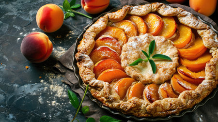 Homemade Seasonal Summer Fruit Biscuits, Tart, Open Apricot Pieの素材
