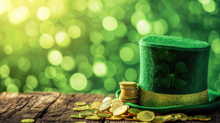 Saint Patrick's Day banner design with a sign of green hatの素材