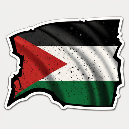 A decal of the Palestine flag with a realistic shadow effectの素材