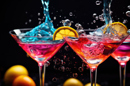 Vibrant Cocktails in Martini Glassesの素材