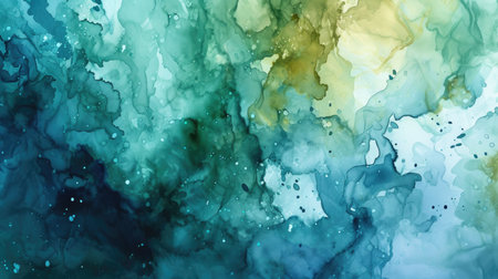 Abstract watercolor paint background by teal color blue and green with liquid fluid texture for backgroundの素材