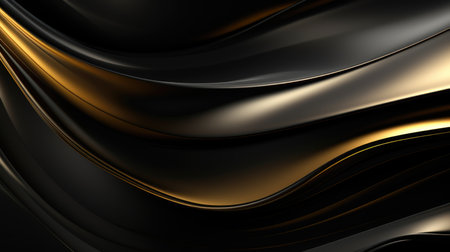Elegant black background with golden swirl accents, ideal for luxury design themesの素材