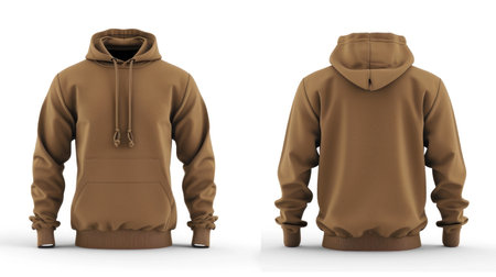 Brown hoodie, front and back view on a white backgroundの素材