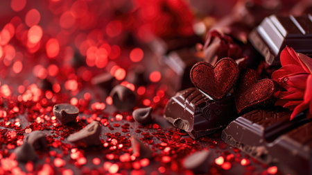 Chocolate hearts, valentine's day candies, place to copy, backgroundの素材