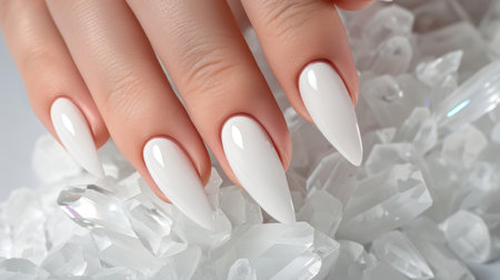 Photos of the design of brown nails on the hands, advertising the color of the nailsの素材