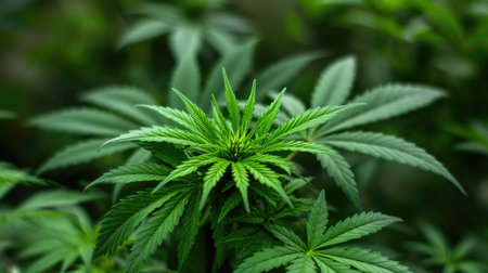 Raw flower plant herbal medicnie canabis leaves green marijuana backgroundの素材