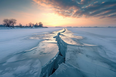 Ice Crack on Frozen Lakeの素材