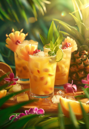 Tropical Orange Cocktails by the Poolの素材