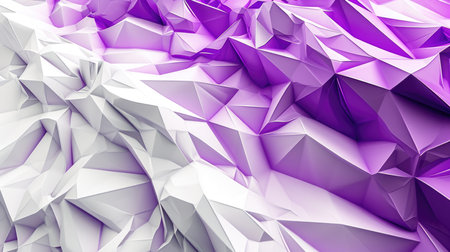 Dynamic white and purple polygonal shapes forming a sharp, abstract backgroundの素材